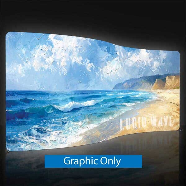 20ft x 8ft LUCID Elegant Black Wave Backlit Display | Double-Sided Graphic | Backlit Trade Show Booth
