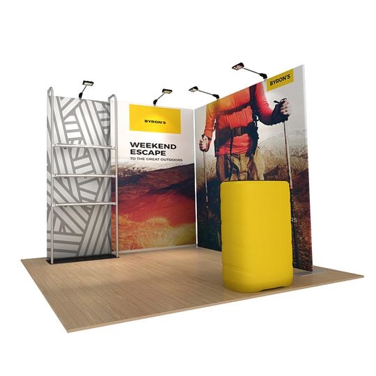 10ft x 8ft x 8ft Waveline Merchandiser Kit 20 | Single-Sided Tension Fabric Display