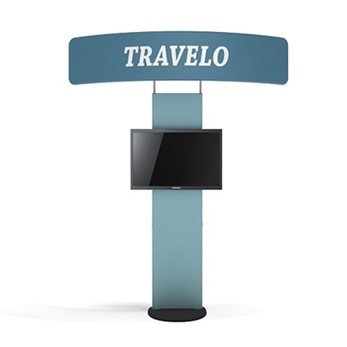 Standroid Monitor Stand w/Black Graphic and Medium Nylon Bag by Makitso - Black Wrap. Monitor Stand for Exhibits, Conferences and Events. The Standroid Monitor Stand is a screen/monitor display stand with a heavy wooden base.
