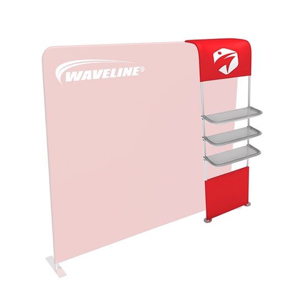 3ft x 8ft WaveLine Waterfall Shelving Display | Half Double-Sided Tension Fabric Skin