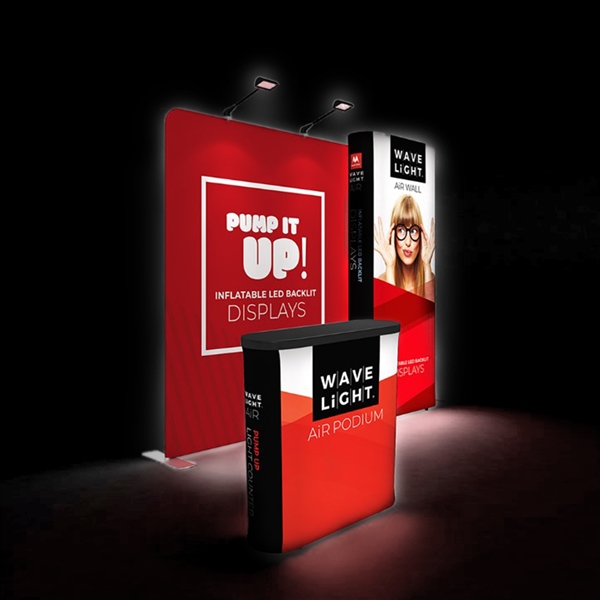 The WaveLight Air Backlit Wall is a double-sided inflatable display with bright LED�s that flood the fabric graphic creating an eye-catching focal point for branding your business