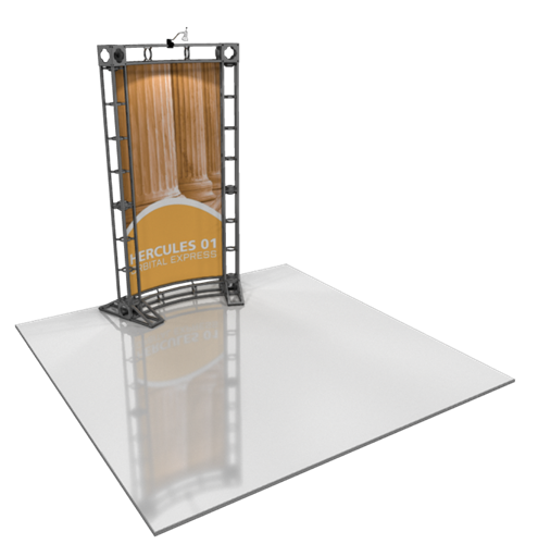 Rollable Graphics for 5ft Hercules 01 Orbital Express Truss Back Wall Exhibit, gives you the amazing look of a custom exhibit. Truss is the next generation in dynamic trade show structure. Orbital truss displays are most popular trade show displays