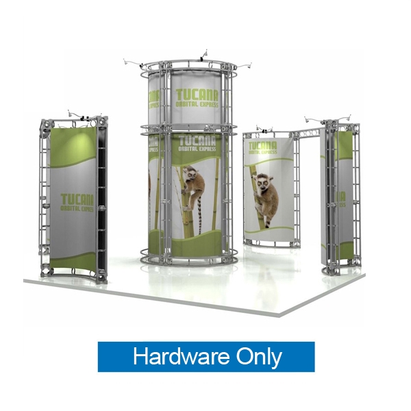20ft x 20ft Island Tucana Orbital Express Truss Display Hardware Only is a complete truss exhibit, professionally designed to fit a 20ft � 20ft trade show booth island space. Truss is the next generation in dynamic trade show structure