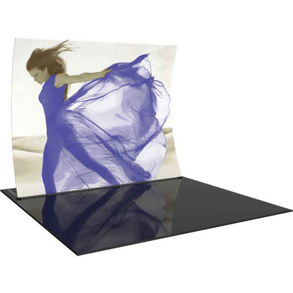Orbus 10ft Formulate VC2 Vertically Curved Backwall Fabric Display with Header with header and table offers a large format graphic area to get you noticed at your events and available in three layouts: straight, horizontally curved, and vertically curved