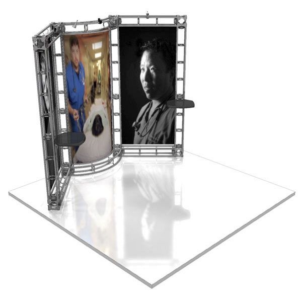 This 10 x 10 custom trade show truss system will help you stand out at the next trade show, drawing attention from across the exhibit floor.  Truss exhibits are one of the most structurally elaborate trade show displays.  They are popular with exhibitors