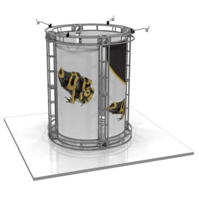 This 10 x 10 custom trade show truss system will help you stand out at the next trade show, drawing attention from across the exhibit floor.  Truss exhibits are one of the most structurally elaborate trade show displays.  They are popular with exhibitors