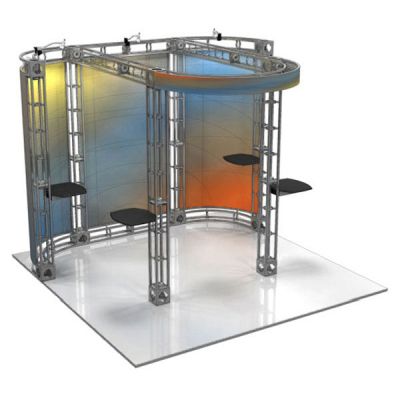 This 10 x 10 custom trade show truss system will help you stand out at the next trade show, drawing attention from across the exhibit floor.  Truss exhibits are one of the most structurally elaborate trade show displays.  They are popular with exhibitors