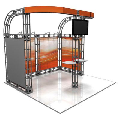 This 10 x 10 custom trade show truss system will help you stand out at the next trade show, drawing attention from across the exhibit floor.  Truss exhibits are one of the most structurally elaborate trade show displays.  They are popular with exhibitors