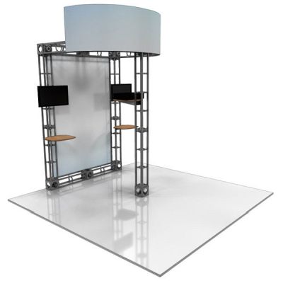 This 10 x 10 custom trade show truss system will help you stand out at the next trade show, drawing attention from across the exhibit floor.  Truss exhibits are one of the most structurally elaborate trade show displays.  They are popular with exhibitors