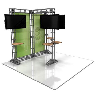 This 10 x 10 custom trade show truss system will help you stand out at the next trade show, drawing attention from across the exhibit floor.  Truss exhibits are one of the most structurally elaborate trade show displays.  They are popular with exhibitors