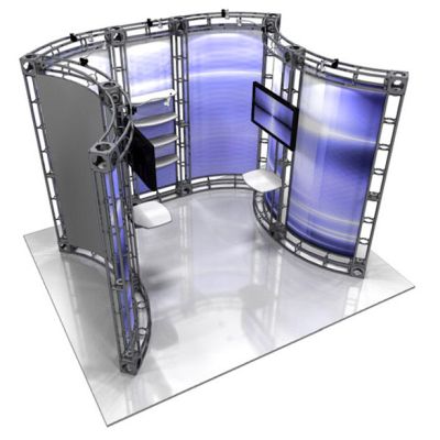 This 10 x 10 custom trade show truss system will help you stand out at the next trade show, drawing attention from across the exhibit floor.  Truss exhibits are one of the most structurally elaborate trade show displays.  They are popular with exhibitors