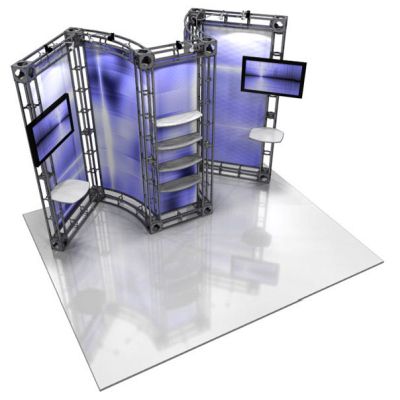 This 10 x 10 custom trade show truss system will help you stand out at the next trade show, drawing attention from across the exhibit floor.  Truss exhibits are one of the most structurally elaborate trade show displays.  They are popular with exhibitors