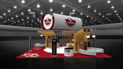 Custom trade show exhibit structures, like design # 68558 stand out on the convention floor. Draw eyes to your trade show booth with exciting custom exhibits & displays. We can customize any trade show exhibit or display to your specifications.