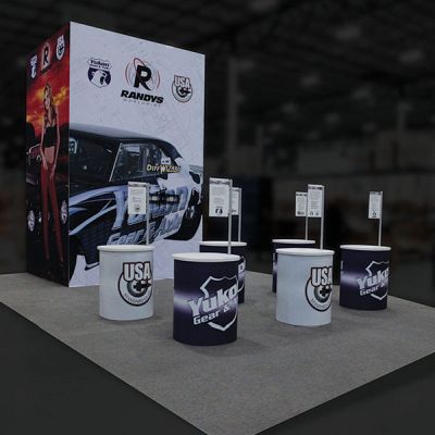 Custom trade show exhibit structures, like design # 781251 stand out on the convention floor. Draw eyes to your trade show booth with exciting custom exhibits & displays. We can customize any trade show exhibit or display to your specifications.