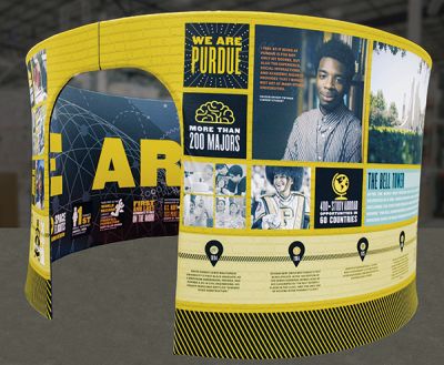 Custom trade show exhibit structures, like design # 727832 stand out on the convention floor. Draw eyes to your trade show booth with exciting custom exhibits & displays. We can customize any trade show exhibit or display to your specifications.