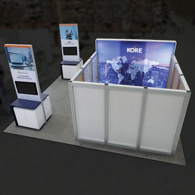 Custom trade show exhibit structures, like design # 797850 stand out on the convention floor. Draw eyes to your trade show booth with exciting custom exhibits & displays. We can customize any trade show exhibit or display to your specifications.