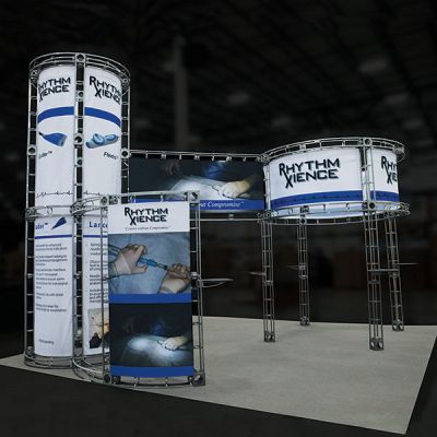 Custom trade show exhibit structures, like design # 831263 stand out on the convention floor. Draw eyes to your trade show booth with exciting custom exhibits & displays. We can customize any trade show exhibit or display to your specifications.