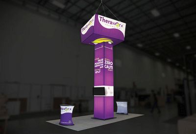 Custom trade show exhibit structures, like design # 607800 stand out on the convention floor. Draw eyes to your trade show booth with exciting custom exhibits & displays. We can customize any trade show exhibit or display to your specifications.