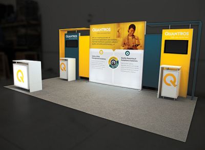 Custom trade show exhibit structures, like design # 664145 stand out on the convention floor. Draw eyes to your trade show booth with exciting custom exhibits & displays. We can customize any trade show exhibit or display to your specifications.