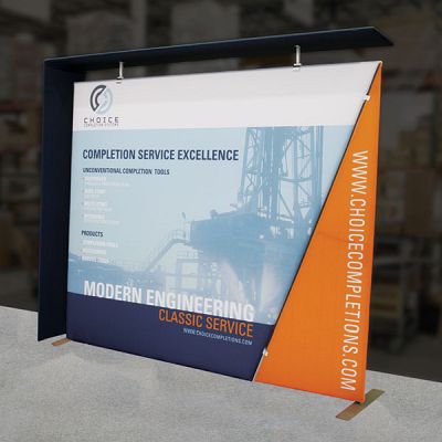Custom trade show exhibit structures, like design # 0740018 stand out on the convention floor. Draw eyes to your trade show booth with exciting custom exhibits & displays. We can customize any trade show exhibit or display to your specifications.