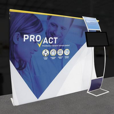 Custom trade show exhibit structures, like design # 0748327 stand out on the convention floor. Draw eyes to your trade show booth with exciting custom exhibits & displays. We can customize any trade show exhibit or display to your specifications.
