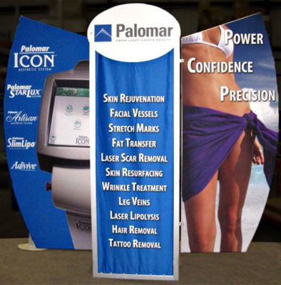 Custom trade show exhibit structures, like design # 319192 stand out on the convention floor. Draw eyes to your trade show booth with exciting custom exhibits & displays. We can customize any trade show exhibit or display to your specifications.