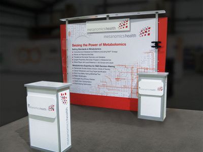 Custom trade show exhibit structures, like design # 324179 stand out on the convention floor. Draw eyes to your trade show booth with exciting custom exhibits & displays. We can customize any trade show exhibit or display to your specifications.