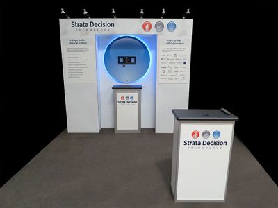 Custom trade show exhibit structures, like design # 324804 stand out on the convention floor. Draw eyes to your trade show booth with exciting custom exhibits & displays. We can customize any trade show exhibit or display to your specifications.