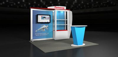 Custom trade show exhibit structures, like design # 50545 stand out on the convention floor. Draw eyes to your trade show booth with exciting custom exhibits & displays. We can customize any trade show exhibit or display to your specifications.