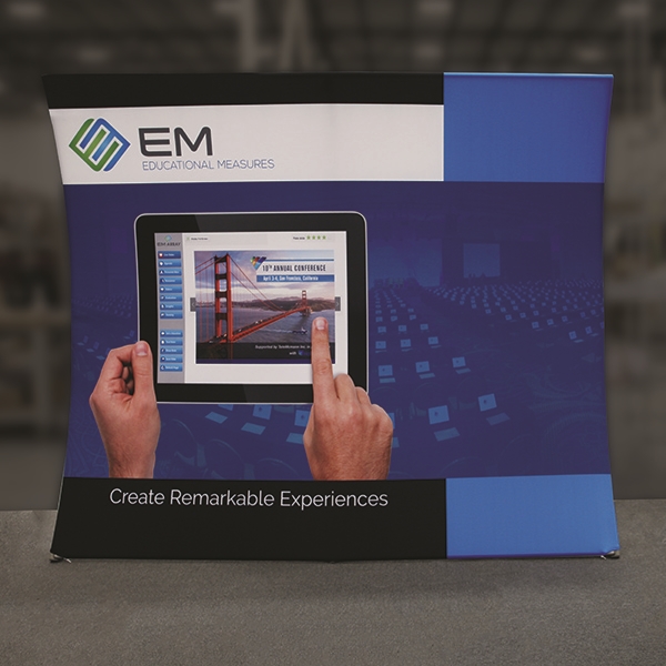 Custom trade show exhibit structures, like design # 693781 stand out on the convention floor. Draw eyes to your trade show booth with exciting custom exhibits & displays. We can customize any trade show exhibit or display to your specifications.