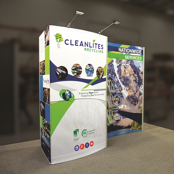 Custom trade show exhibit structures, like design # 694943 stand out on the convention floor. Draw eyes to your trade show booth with exciting custom exhibits & displays. We can customize any trade show exhibit or display to your specifications.
