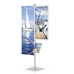 EasyOpen Snap Two Frames Upright With Sq. Base Kit designed to get your marketing message noticed on the trade show or retail floor. These store displays hold 24in x 36in custom graphics that are easy to replace & update.
