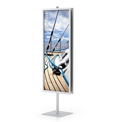 EasyOpen Snap Two Frames Upright With Sq. Base Kit designed to get your marketing message noticed on the trade show or retail floor. These store displays hold 22in x 56in custom graphics that are easy to replace & update.