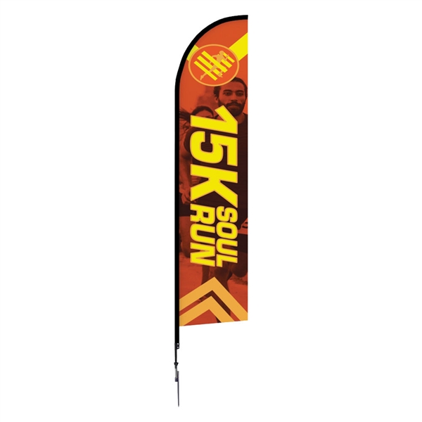 Outdoor promotional flag stands get your message noticed!  Custom printed 14ft  Double-sided Falcon outdoor flags  - One Choice are perfect for retail stores, car dealerships, fairs, expos, trade shows and more to grab customer attention.