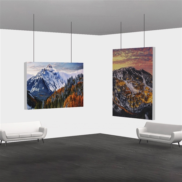 6ft x 6ft Vail 60D Non-Backlit Double-Sided Graphic Package. Vail Fabric Frame can be use in Retail Stores, Malls, Kiosks, Restaurants, Art Galleries, Grand Openings, Trade Shows, Offices, Showrooms.