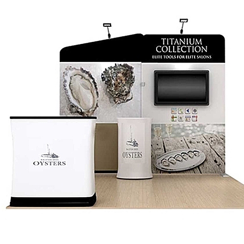 10ft Oyster B Waveline Original Trade Show Display (Case, Printed Wrap)