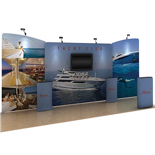20ft Marlin A Waveline Original Trade Show Display (Case, Printed Wrap)