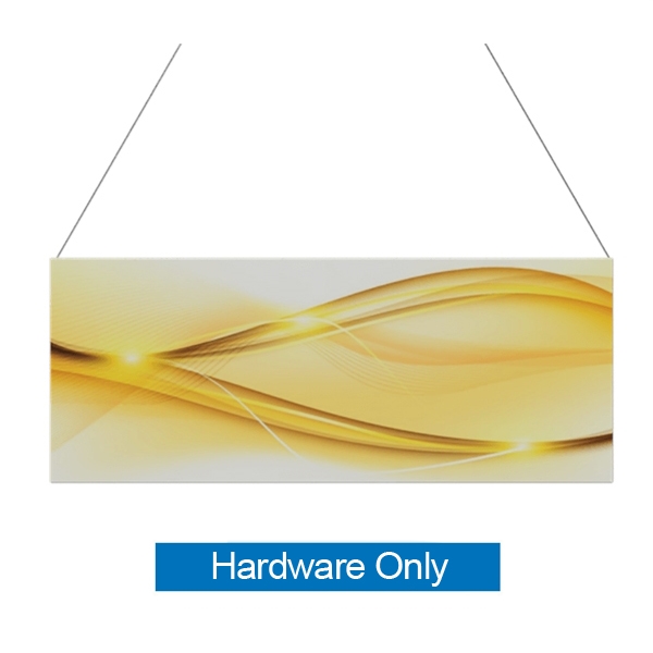 18ft x 6ft  Flat Hanging Sign (Hardware Only) is a must have at your next trade show. This ceiling banner is printed on quality fabric. Available shapes hanging sign are round, flat, square, curved square, tapered square and triangle