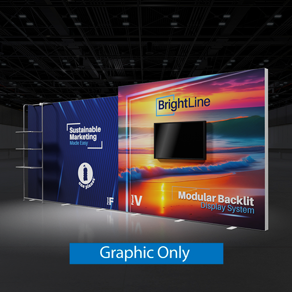 20ft x 8ft BrightLine Light Box | w/ Waterfall Shelving | Kit FV-Waterfall | Double-Sided Graphic Only
