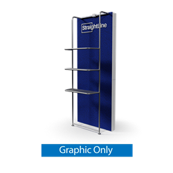 3ft x 7.5ft StraightLine SEG Wall w/ Waterfall Shelving | Kit SLM-Merch | Single-Sided Graphic Only