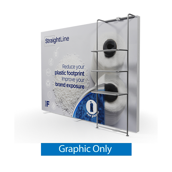 10ft x 7.5ft StraightLine SEG Wall w/ Waterfall Shelving | Kit F-Waterfall | Double-Sided Graphic Only