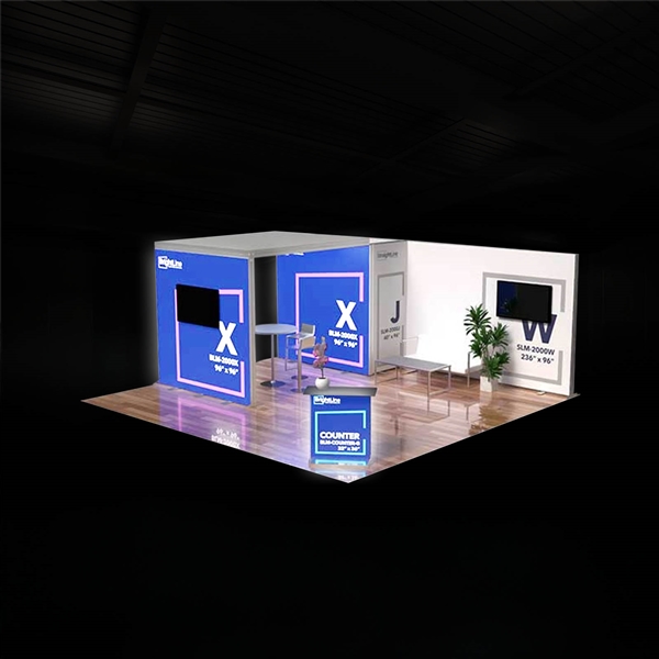 20ft x 20ft BrightLine Backlit Island Exhibit 02 | Trade Show Ready Booth