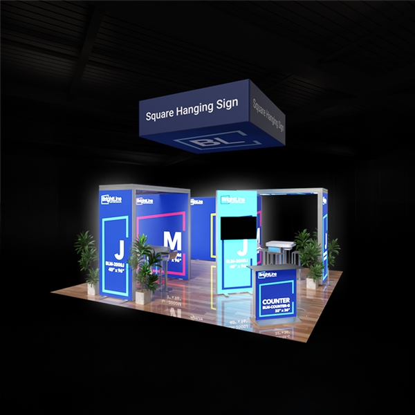 20ft x 20ft BrightLine Backlit Island Exhibit 10 | Trade Show Ready Booth