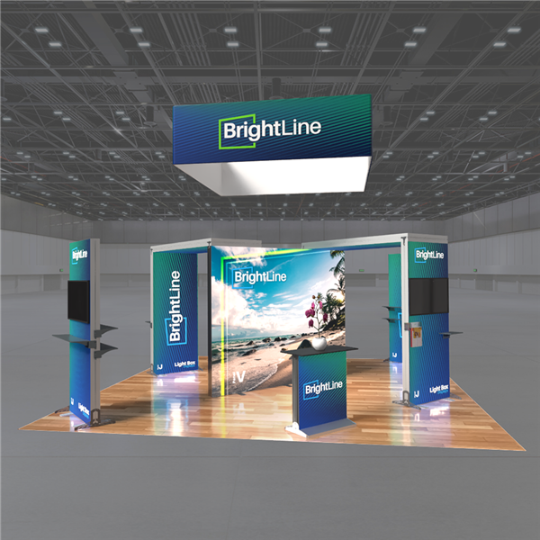 20ft x 20ft BrightLine Backlit Island Exhibit 11 | Trade Show Ready Booth