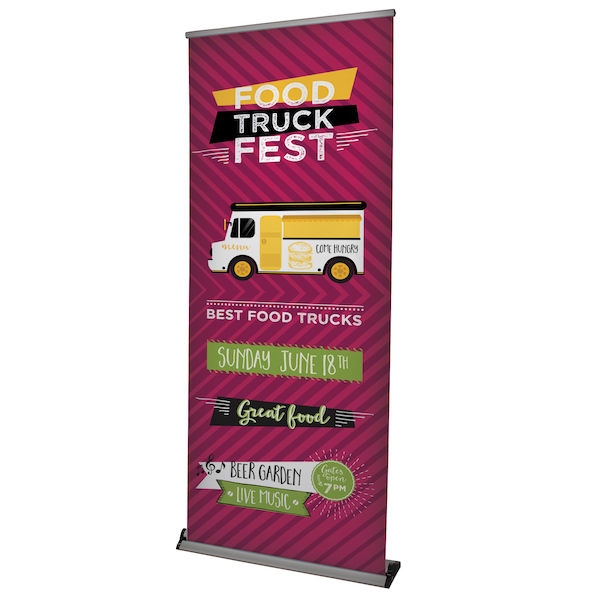 33.5in Superb Retractor, Black End Caps with Printed Graphic for Floor or Table-Top. Our Best Selling Supreme Telescoping Retractor Display features a removeable banner cartridge for ultra-fast banner changes. Designed for Floor and Table-Top use