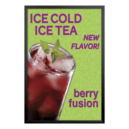 24in x 36in Snap Black Frames for Posters with Easy-Change, Front-Loading Designs also known as poster grips are the most convenient methodology to readily change posters. All four sides of the snap frames open allowing access to the displayed poster
