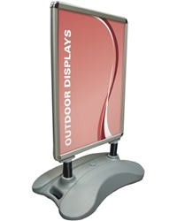 Roll your signage from place to place when it is mounted on the Four Season Flex Sign with Ballast Base Kit . The handle and wheels make it super easy to move so the perfect choice when your signage must be brought indoors overnight.