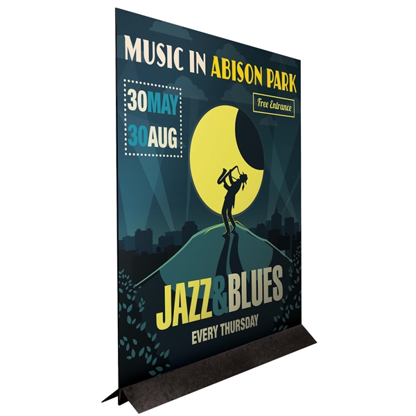 3 ft Free Standing Sign Holder is an easy-to-use sign holder for rigid substrates up to 1" thick. The 3 foot Free Standing Sign Holder holds graphics up to 36" wide. Sturdy, portable and effective. Holds your rigid substrate graphics straight and vertical