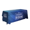 This 6ft Antimicrobial table throw offers a professional presentation at your next trade show or event.  This Draped Open Back table cover features custom printed graphics that are dye-sub printed on polyester fabric for a beautiful brand presentation. Ou