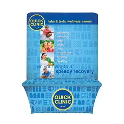 6ft Over The Top Tall Back Wall Trade Show Display Kit. Largest most stylish table top display lets you create multiple looks. Adjustable header and backing graphic for use on table top displays. Optional Floor Base for Over The Top Displays